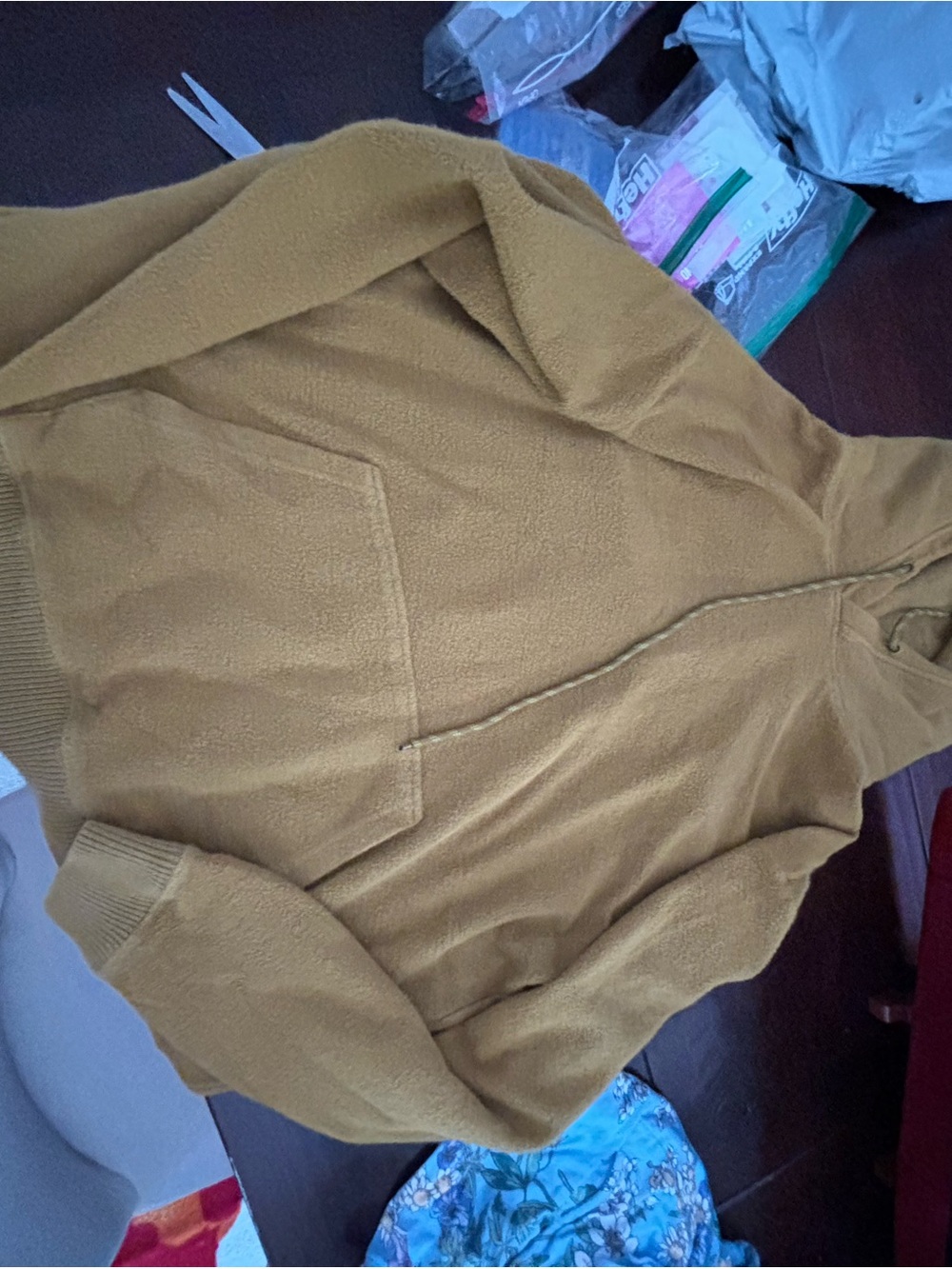 Urban outfitters mens hoodie  Fleece Pullover Jacket - Mustard size large
